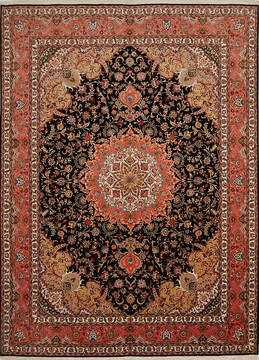 Tabriz Black Hand Knotted 9'8" X 13'1"  Area Rug 254-137005