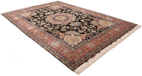 Tabriz Black Hand Knotted 82 X 113 Area Rug 254-137008 Image 10