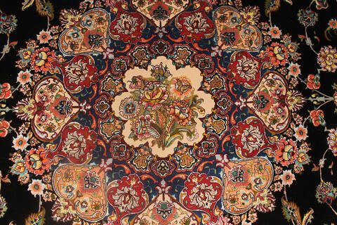 Tabriz Black Hand Knotted 82 X 113 Area Rug 254-137008 Image 5