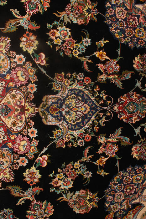 Tabriz Black Hand Knotted 82 X 113 Area Rug 254-137008 Image 6