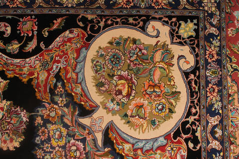 Tabriz Black Hand Knotted 82 X 113 Area Rug 254-137008 Image 7