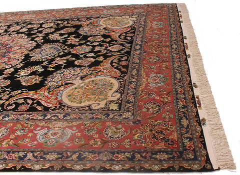 Tabriz Black Hand Knotted 82 X 113 Area Rug 254-137008 Image 9