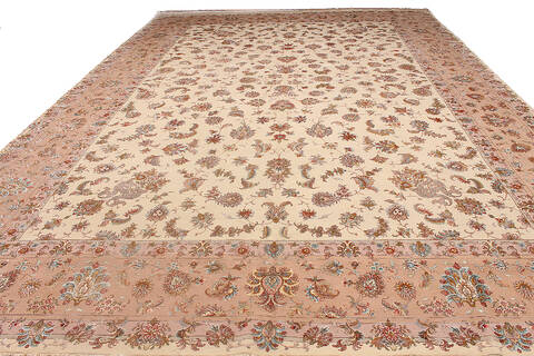 Tabriz Beige Hand Knotted 118 X 166 Area Rug 254-137010 Image 1
