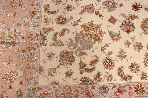 Tabriz Beige Hand Knotted 118 X 166 Area Rug 254-137010 Image 3