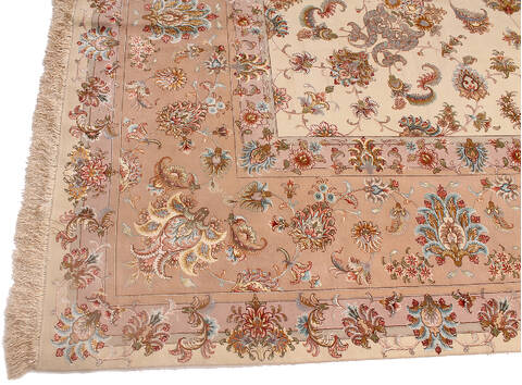 Tabriz Beige Hand Knotted 118 X 166 Area Rug 254-137010 Image 4