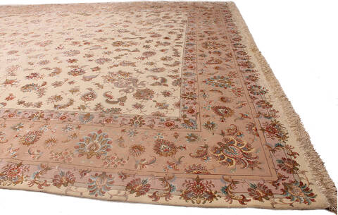 Tabriz Beige Hand Knotted 118 X 166 Area Rug 254-137010 Image 6