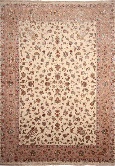 Tabriz Beige Hand Knotted 118 X 166 Area Rug 254-137010 Image 0