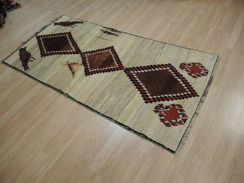 Gabbeh Beige Hand Knotted 210 X 57 Area Rug 100-137040 Image 3