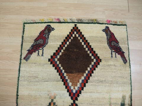 Gabbeh Beige Hand Knotted 210 X 57 Area Rug 100-137040 Image 4