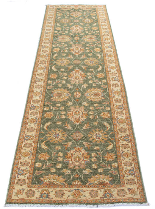 Chobi Green Runner Hand Knotted 29 X 97 Area Rug 700-137069 Image 1