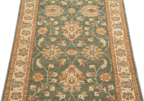 Chobi Green Runner Hand Knotted 29 X 97 Area Rug 700-137069 Image 3