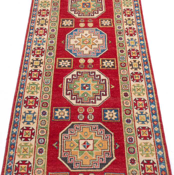 Kazak Red Runner Hand Knotted 29 X 100 Area Rug 700-137078 Image 2