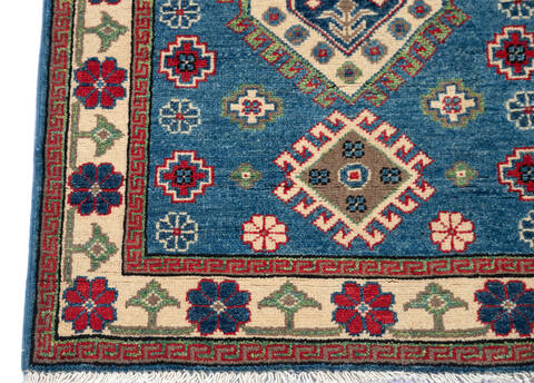 Kazak Blue Runner Hand Knotted 27 X 98 Area Rug 700-137079 Image 4