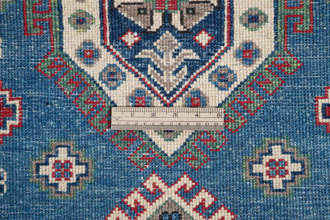 Kazak Blue Runner Hand Knotted 27 X 98 Area Rug 700-137079 Image 6
