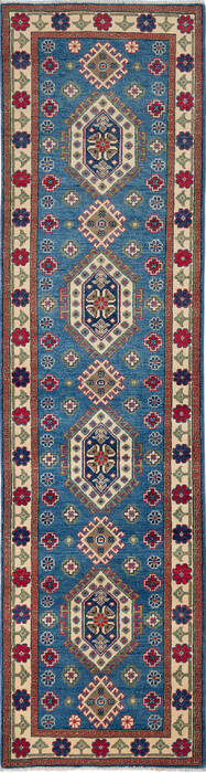 Kazak Blue Runner Hand Knotted 27 X 98 Area Rug 700-137079 Image 0