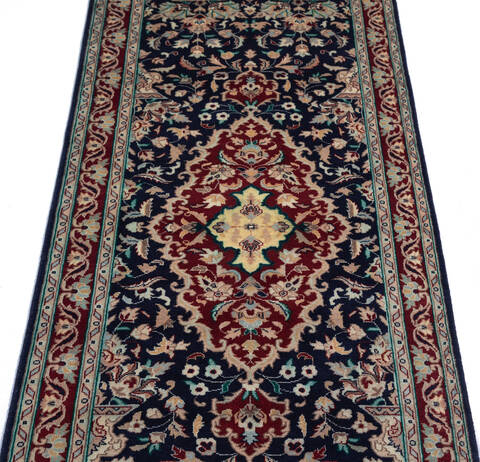 Pak-Persian Blue Runner Hand Knotted 27 X 101 Area Rug 700-137087 Image 2