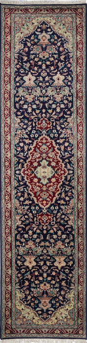 Pak-Persian Blue Runner Hand Knotted 27 X 101 Area Rug 700-137087 Image 0