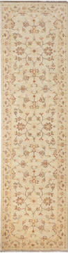 Afghan Chobi Beige Runner 10 to 12 ft Wool Carpet 137094