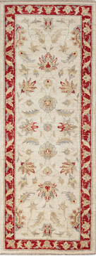 Afghan Chobi Beige Runner 6 to 9 ft Wool Carpet 137101
