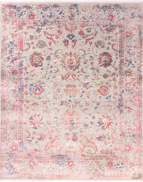 Indian Modern Multicolor Rectangle 8x10 ft Wool and Viscose Carpet 137107