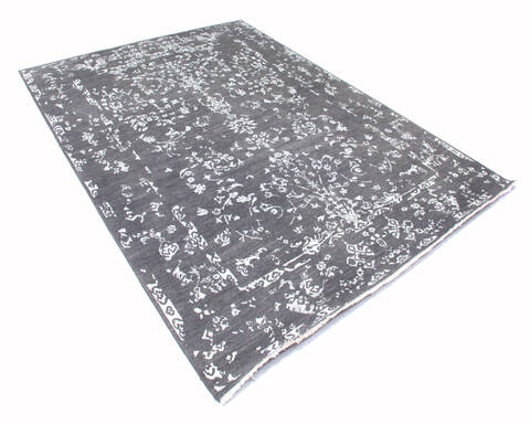Modern Black Hand Knotted 90 X 122 Area Rug 904-137108 Image 1