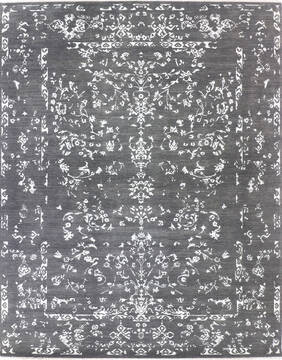 Modern Black Hand Knotted 9'0" X 12'2"  Area Rug 904-137108