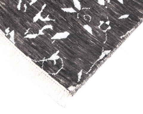 Modern Black Hand Knotted 811 X 121 Area Rug 904-137117 Image 2