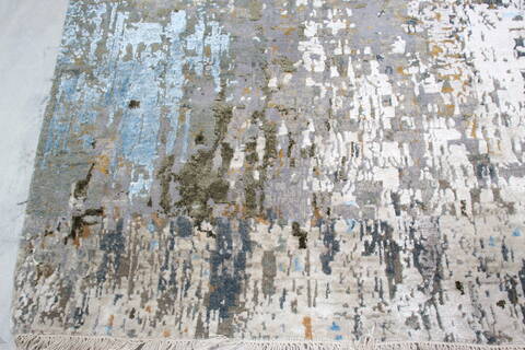 Modern-Contemporary Grey Hand Knotted 50 X 70 Area Rug 905-137144 Image 2