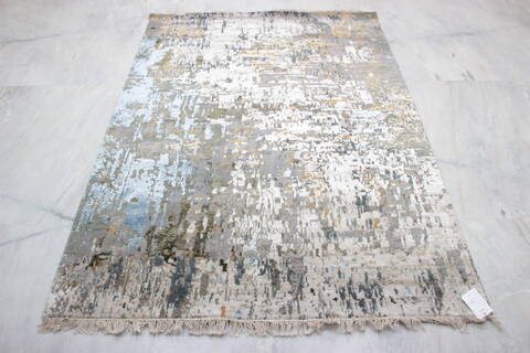 Modern-Contemporary Grey Hand Knotted 50 X 70 Area Rug 905-137144 Image 1