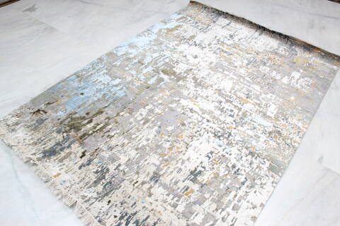 Modern-Contemporary Grey Hand Knotted 50 X 70 Area Rug 905-137144 Image 7