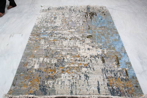 Modern-Contemporary Grey Hand Knotted 50 X 70 Area Rug 905-137144 Image 8