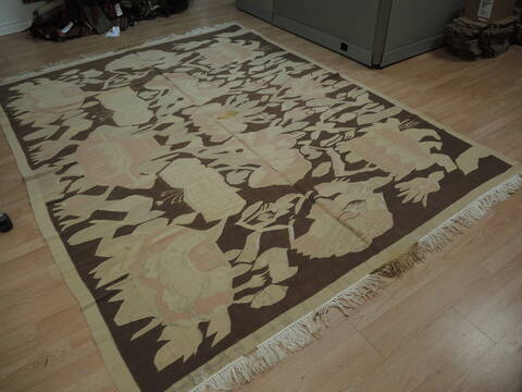 Pishavar Beige Hand Knotted 102 X 82 Area Rug 100-137156 Image 1