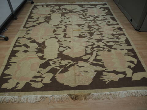 Pishavar Beige Hand Knotted 102 X 82 Area Rug 100-137156 Image 2