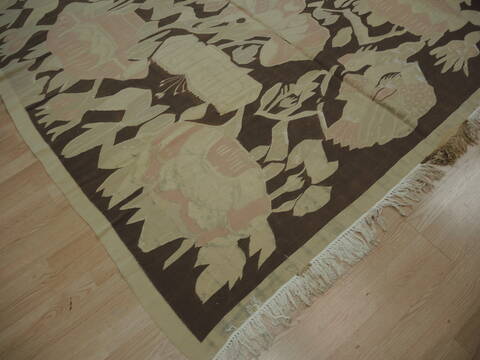 Pishavar Beige Hand Knotted 102 X 82 Area Rug 100-137156 Image 3