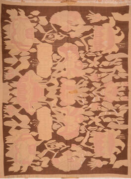 Pishavar Beige Hand Knotted 10'2" X 8'2"  Area Rug 100-137156