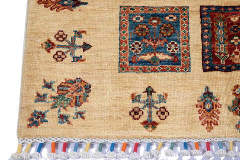 Gabbeh Beige Runner Hand Knotted 210 X 85 Area Rug 100-137366 Image 2