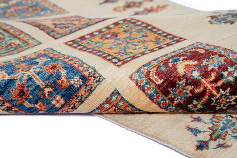 Gabbeh Beige Runner Hand Knotted 210 X 85 Area Rug 100-137366 Image 4