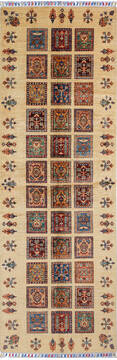 Chobi Beige Runner Hand Knotted 2'10" X 8'5"  Area Rug 700-137366