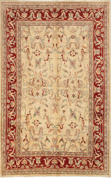 Chobi Beige Hand Knotted 5'5" X 8'6"  Area Rug 700-137376