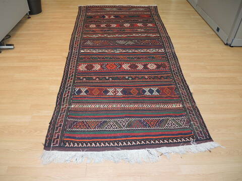 Kilim Red Runner Hand Knotted 94 X 42 Area Rug 100-137390 Image 1