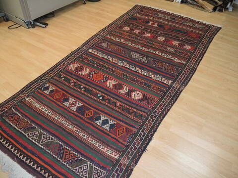 Kilim Red Runner Hand Knotted 94 X 42 Area Rug 100-137390 Image 3