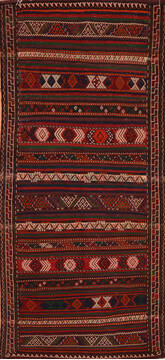 Kilim Red Runner Hand Knotted 9'4" X 4'2"  Area Rug 100-137390