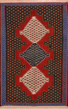 Kilim Red Hand Knotted 3'10" X 5'8"  Area Rug 100-137394