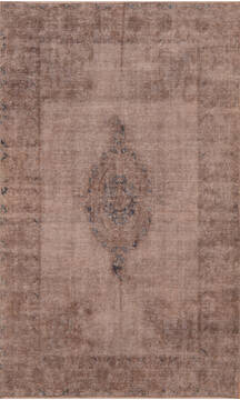 Pakistani Overdyed Grey Rectangle 4x6 ft Wool Carpet 137396