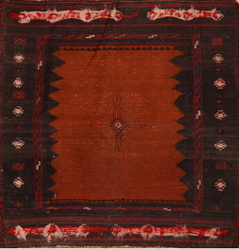 Kilim Red Square Hand Knotted 5'1" X 5'5"  Area Rug 902-137397