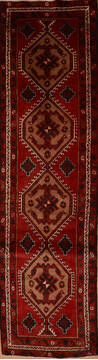 Khan Mohammadi Red Runner Hand Knotted 3'9" X 14'1"  Area Rug 100-137400