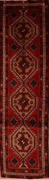 Khan Mohammadi Red Runner Hand Knotted 3'9" X 14'1"  Area Rug 100-137400