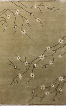 Tibetan Green Hand Knotted 5'0" X 8'0"  Area Rug 902-137460