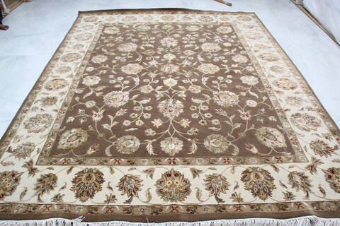 Jaipur Brown Hand Knotted 81 X 101 Area Rug 905-137484 Image 1