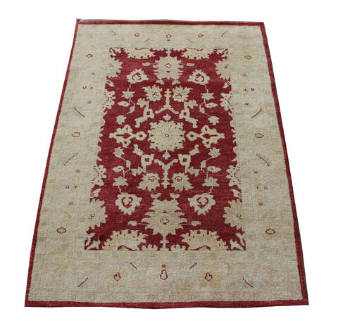 Agra Red Hand Knotted 40 X 60 Area Rug 902-137506 Image 1